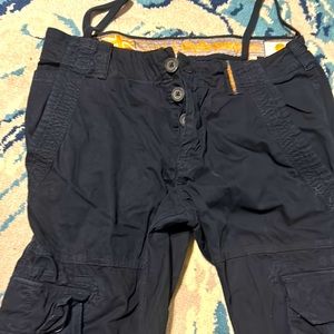 Super dry cargo pants dark blue, M size with 32 inch long